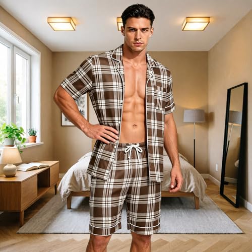 Pyjama en satin de soie homme ensemble nuit lavable en machine
