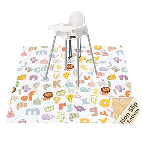 Image of Highchair Floor Mat, Baby Splat Mat for Under High Chair/Arts/Crafts, Womumon Waterproof Spill Mat Non-Slip Splash Mat, Washable Mess Mat and Table Cloth (Alphabet)