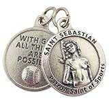Silver Toned Base With God All Things Are Possible Saint Sebastian Sports Medal, 3/4 Inch (Baseball)