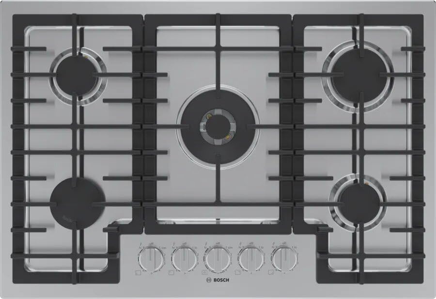 800 Series 30 in. Gas Cooktop in Stainless Steel with 5-FlameSelect Burners Including 17,000 BTU Dual-Flame Burner