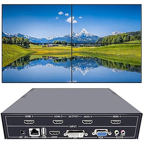 ISEEVY 4 Channel Video Wall Controller 2x2 HDMI DVI VGA USB Video Processor with RS232 Control for 4 TV Splicing Cover
