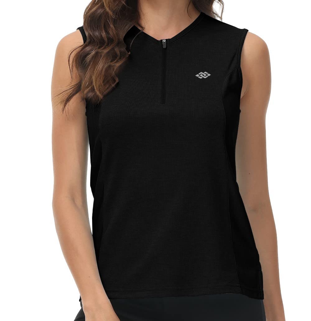 MoFiz Polo sans Manches Leger Femme Polos de Sport T Shirt UPF 50+ Golf Tennis d'été