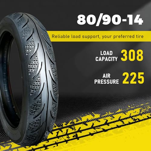 QYGGFBAI 80/90-14 Tubeless Street Tire