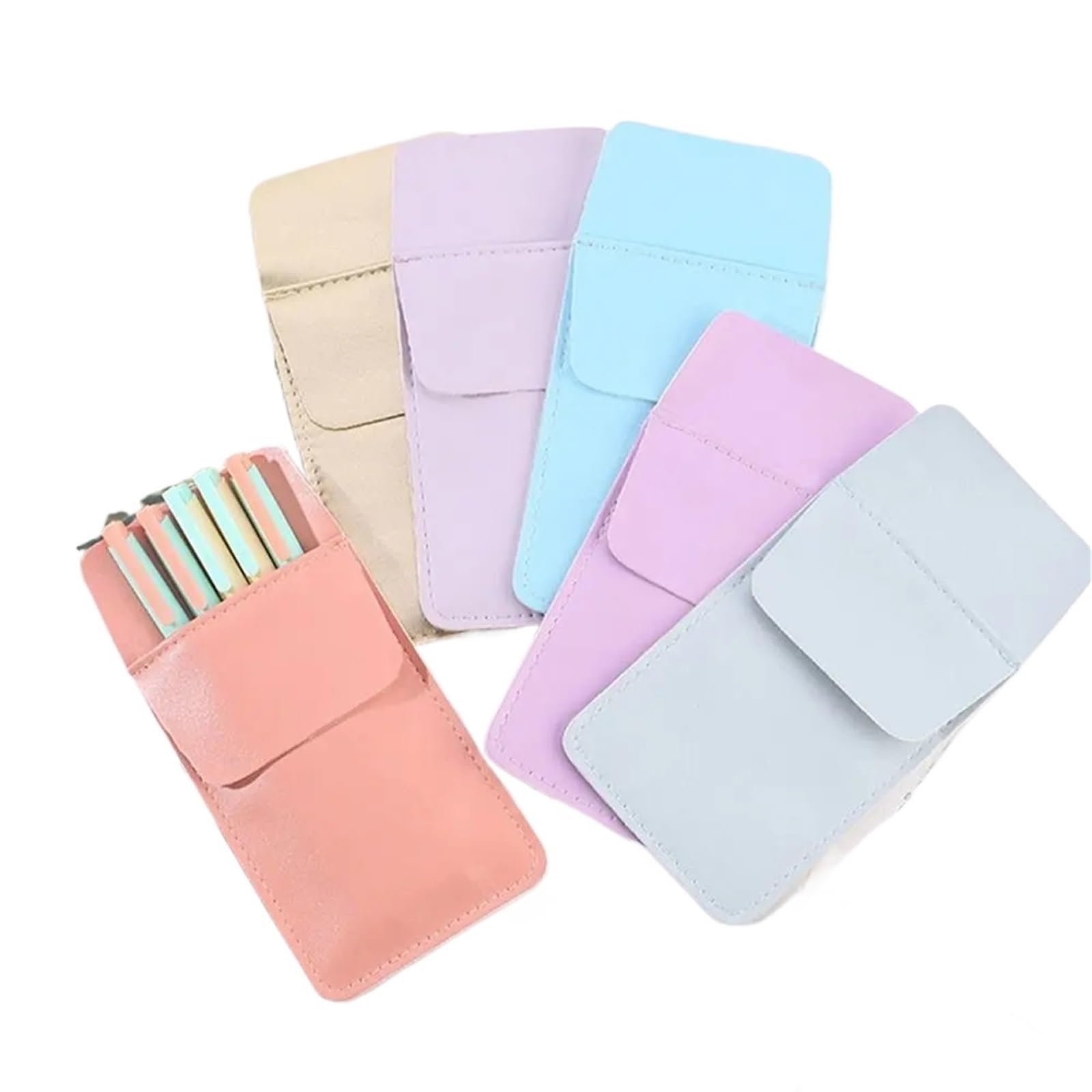 Mlyvax 12pcs Pen Bag Doctors Nurses Accessories Double-Layer Leather Holder Pocket Protector Pencil Case Leak-Proof Pouch(Purple)