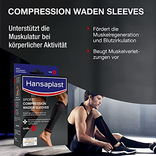 Hansaplast Sport Compression Wear Calf Sleeves, Calf Support Brace for Muscles, Calf Compression Stockings Promote Muscle Rainration, 1 Pair