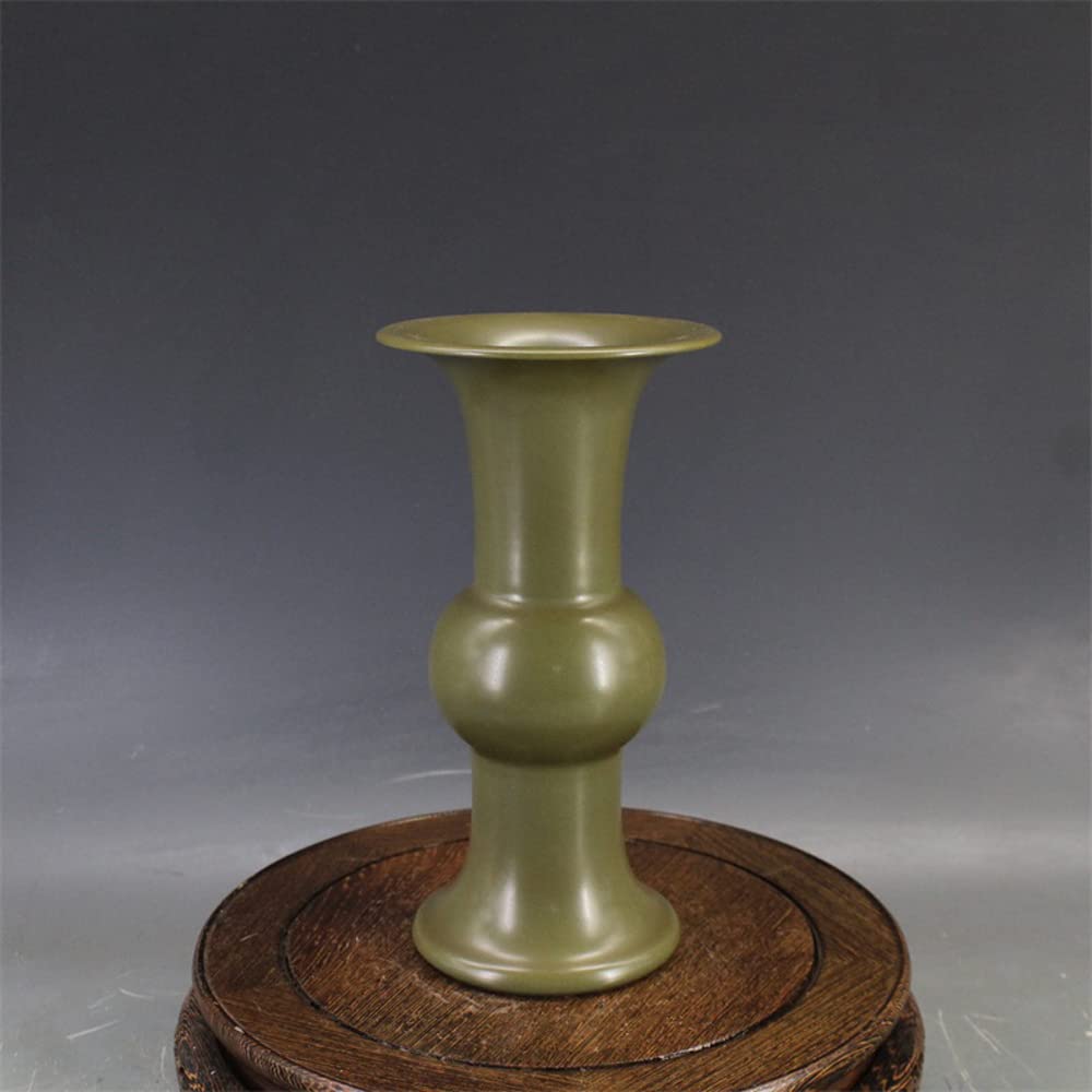 asdchZen Yongzheng Year Tea Glaze Flower Gu Antique Single-Color Glaze Collection Antique Porcelain Ornaments Ceramic Vase Gifts