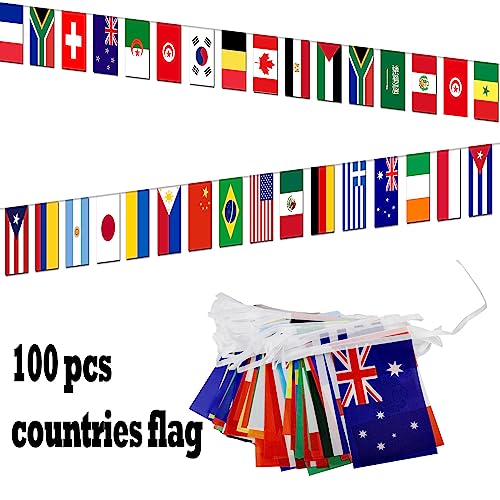 Image of Premium Quality 95Ft 100 Countries String Flag - Vibrant International Bunting Banners Perfect for Party Decorations, Bars, Sports Clubs, School Festivals, Celebrations