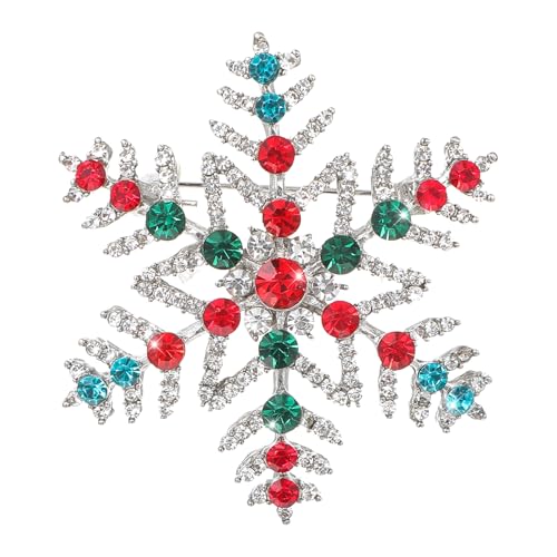 Rhinestone Snowflake Brooch for Women, Elegant Christmas Pins Crystal Rhinestone Holiday Pins, Winter Christmas Brooch for Clothing Hat Bag Skirt Dress Accessories