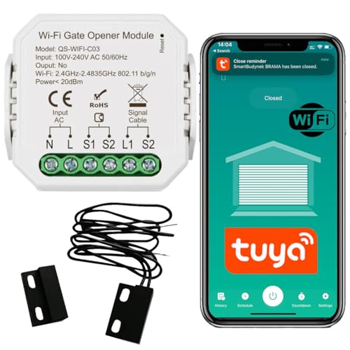 Sone Smart One Garagentoröffner – WLAN Garage Door Opener mit Türsensor, WIFI, kompatibel mit Alexa und Google Home, keine HUB erforderlich, Smart Life/Tuya App