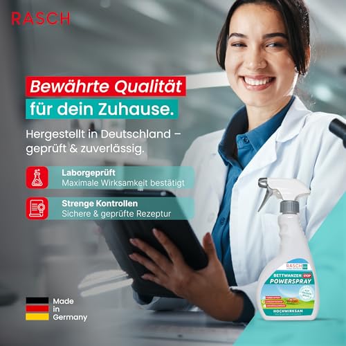 RASCH HOME DEFENDER® Bettwanzen Spray [500ML] - Spray zur Bettwanzen Bekämpfung Hochwirksam - Mittel zur Bettwanzenbekämpfung - Laborgeprüftes Anti Bettwanzenspray mit effektiver Sofortwirkung