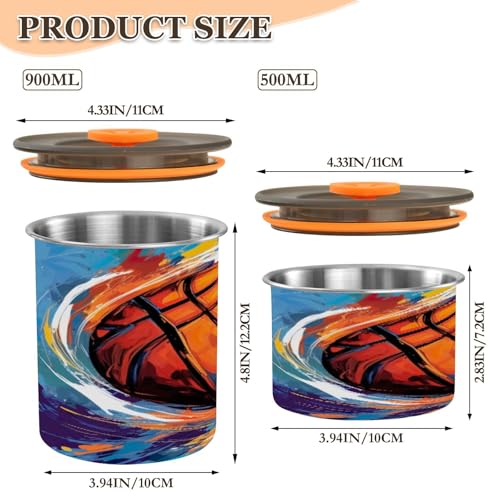 Lata hermética para café de acero inoxidable 500ml naranja miniatura 2