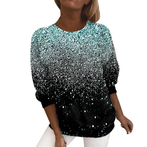 Barato Ofertas Camiseta de Manga Larga Lentejuelas Mujer Cuello Redondo Geometría Retro Cielo Estrellado Estampada Elegante Camisa Talla Grande Invierno Fiesta Túnica Tops T-Shirt Original tee Blusa