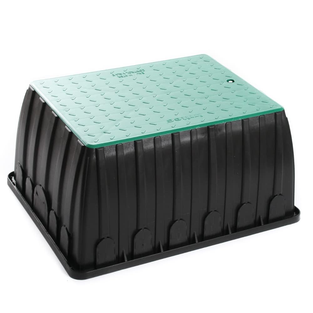 BirnePower Ventilbox Jumbo 64x51 cm mit Deckel – robuster Ventilkasten für Bewässerungsanlagen, passend für 6 Magnetventile, UV-beständig, Stabiler PP-Kunststoff für Garten & Anlagen