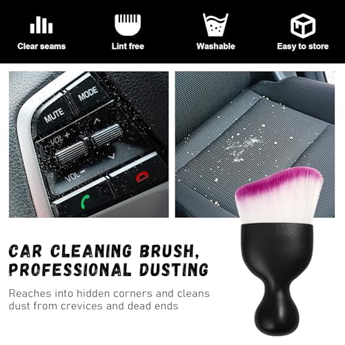 image for Ziciner Car Detailing Brush, Curved Soft Bristles Auto Removal Dust Co