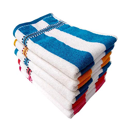 Image of Space Fly Cotton Cabana Striped 500 GSM Big Size High Absorbent Hand Towels for Wash Basin, Kitchen Hand Towel Small, Face Towel for Women, Hand Towel Set of 10 (Size: 33.2 CM X 50.8 CM)