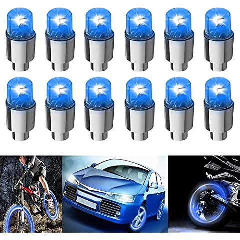 Bkinsety 12 pieces LED wheel lights, flash light, tyre valve cap lamp for car, truck, motorcycle, bicycle (blue) Cover