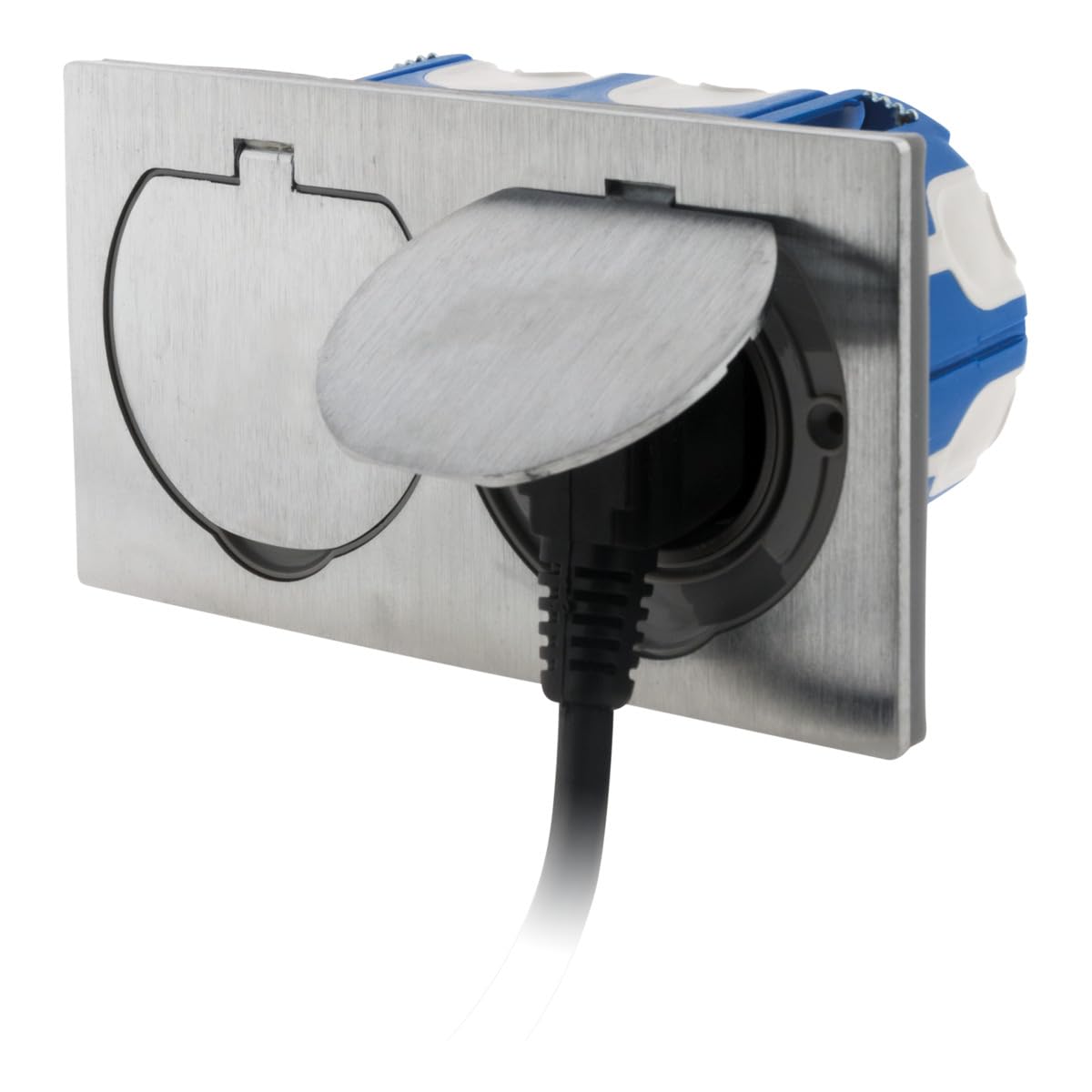 Zenitech - Presa da pavimento 16A 2P+T - finitura alluminio spazzolato - IP55 - doppia