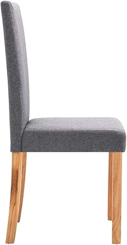 Miniatura 5 de 6-Piece Light Gray Fabric Dining Chairs Set with Rubber Wood Frame, Modern Farmhouse Kitchen Furniture, Soft Upholstered Seats and Sturdy Design for