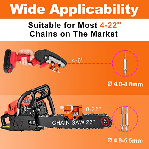 Chainsaw Sharpener Jig Kit, Hand Cranked Chain Saw Sharpening Tool With 5 Pcs Tungsten Carbide Bits& Durable Carry Bag, For 4"-22" Chain Saws #TOP4