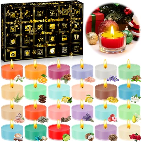 TEWWCEO Adventskalender Kerzen 2025, Weihnachtskalender Scented...
