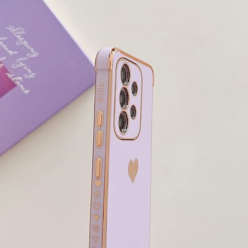 Miniatura 5 de phylla Samsung Galaxy A53 5g Phone Case with Camera Protection,Luxury Cute Love Heart Plating Edge Phone Case,Soft Silicone Shockproof Bumper with