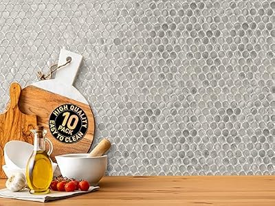 Silver Penny Round Mosaic Tile - 12.2" x 12.2" Sheet for Kitchen, Bathroom or Wall Panel (10-Pack)