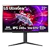 LG 27″ UltraGear QHD (2560×1440) Gaming Monitor, 240Hz, 1ms, VESA DisplayHDR 400, G-SYNC and AMD FreeSync Premium, HDMI 2.1, DisplayPort, 4-Pole HP Out DTS HP:X, Tilt/Height/Pivot Stand, Black