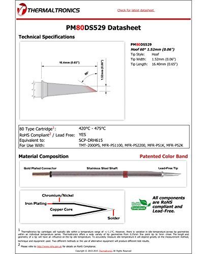 Image of Thermaltronics PM80DS529 Hoof 60deg 1.52mm (0.06in) interchangeable for Metcal SCP-DRH15