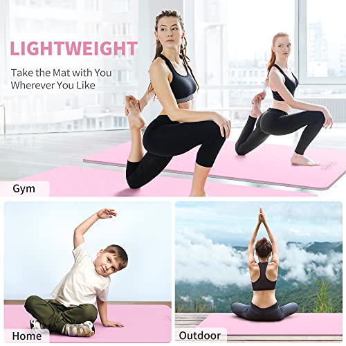 Cambivo Extra Wide Yoga Mat For Women And Men (72"X 32"X 1/4"), Eco-Friendly Sgs Certified, Large Tpe Exercise Fitness Mat For Yoga, Pilates, Workout (6Mm, A-Pink) #TOP5