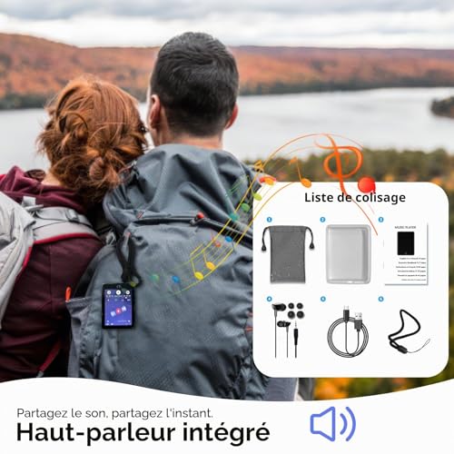 64Go Lecteur MP3 Bluetooth 5.3, 2,8" écran Tactile, Bruit Blanc (18 Sons), Lecteur MP3 Portable HiFi pour Enfants, avec Haut-Parleur, jusqu'à 45 Heures d'autonomie, Radio FM, Extensible 128 Go – vue 6
