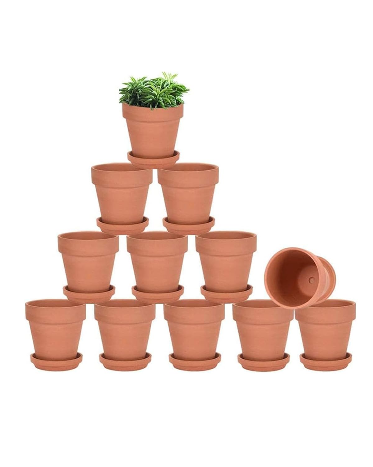Vensovo Brown Terracotta Pots With Saucer - 12 Pack 7.6Cm Clay Pot Ceramic Pottery Planter Cactus Flower Pots Succulent Pot Drainage Hole, Great For Plants, Crafts, Wedding Favor