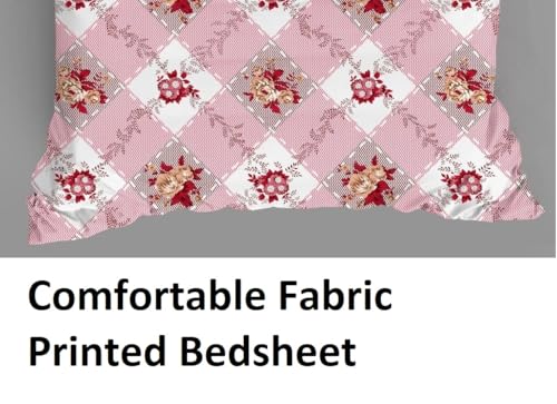 Image of NewUnique Double Bedsheet with Two Pillow Cover King Size Floral Round Print