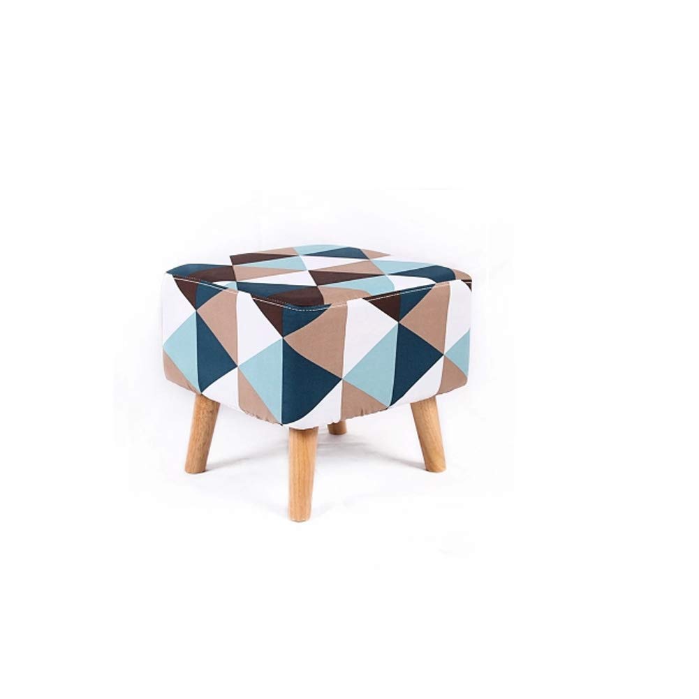 Grand repose-pieds pouf en bois noble et revêtement matelassé chic