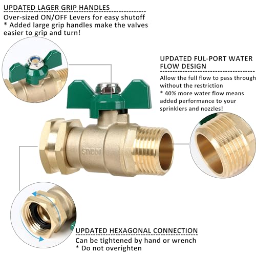 STYDDI-Brass-Garden-Hose-Shut-Off-Valve-Full-Flow-Heavy-Duty-1-Way-No-Restricted-Flow-Water-Shut-Off-Connector-34-GHT-Garden-Hose-Ball-Valve-Adapter-Coupling-Lawn-Hose-end-Flow-Control-Valve STYDDI Brass Garden Hose Shut Off Valve Full Flow Heavy Duty 1 Way No Restricted Flow Water Shut Off Connector 34 GHT Garden Hose Ball Valve Adapter Coupling Lawn Hose end Flow Control Valve