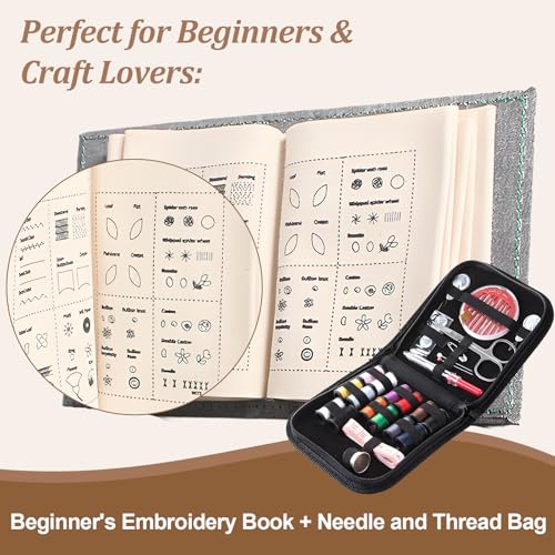 Image of Embroidery Book,Embroidery Stitch Book,Sewing Books for Beginners Adult，Plus a Set of Sewing Tools