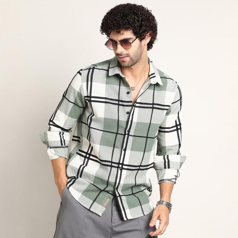 Image of CAHOOT Men's Shirt for Casual Wear | Mid-Rise | Regular Fit | Button Closure | Shirt Crafted with Comfort Fit for Everyday Wear