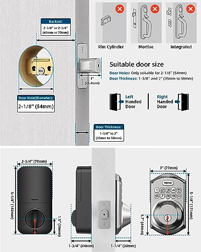 Teeho TE001 Keyless Entry Door Lock With Keypad - Smart Deadbolt Lock thumb #4