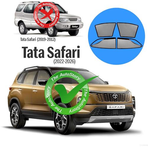 Image of AutoStory Magnetic Car Sunshade for Safari 2022-2025 | Front Half Cut for Mirror Visibility + Rear Full Coverage with Zipper | Heavy Heat & UV Protection | Privacy Side Window Curtains Shades