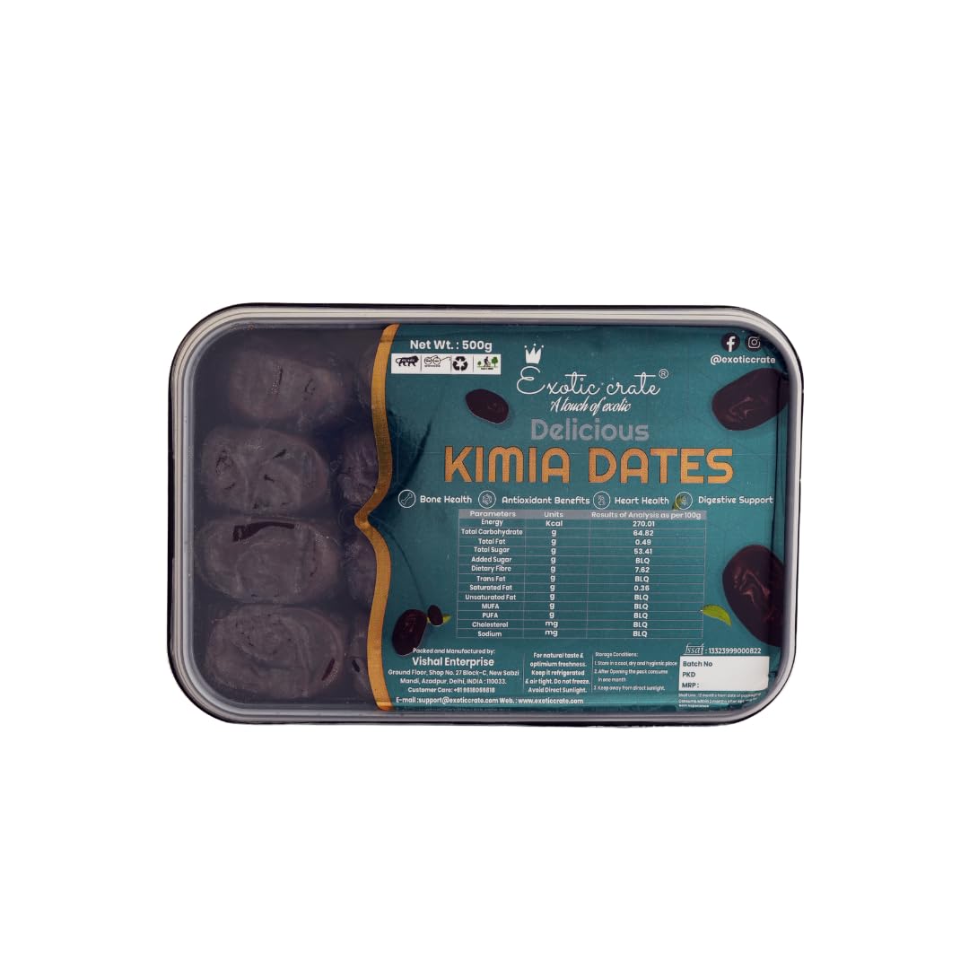 Exotic Crate Delicious Kimia Dates 500gms | Fresh Kimia Dates | Khajur | Mazafati Khejur | Soft Juicy Khajoor For Healthy Snacks No Added Sugar (Pack of 1) (B0D4YWF5Q5) Amazon Price History, Amazon Price Tracker
