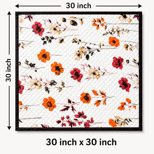 Image of Homerz Premium Reversible Bed Server | 30x30 Inch Quilted Waterproof Fabric | Foldable Dining Mat for Bed, Sofa & Floor Use (Geopop, 30x30)