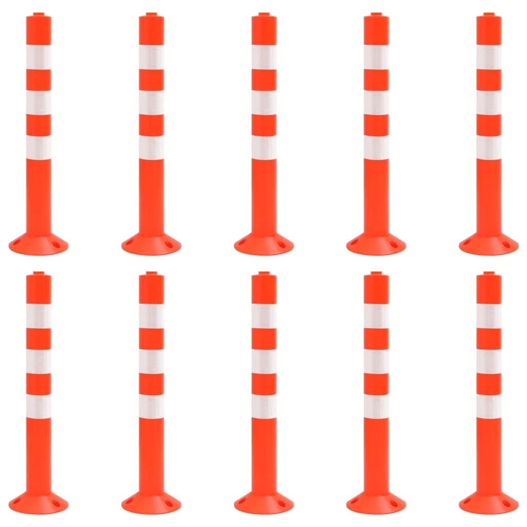 Lot de 10 poteaux de barrière 75 cm PE avec bandes réfléchissantes argentées pour panneau de parking, panneau d'avertissement, panneau de signalisation, interdiction de stationnement, réservé