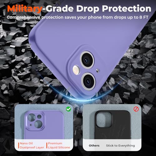 SUPFINE Designed for iPhone 14 Case,Premium Liquid Silicone with [Soft Anti-Scratch Microfiber Lining][Upgraded Camera Protection] Slim Shockproof Phone Case for Men Women Girls,Light Purple - image 6