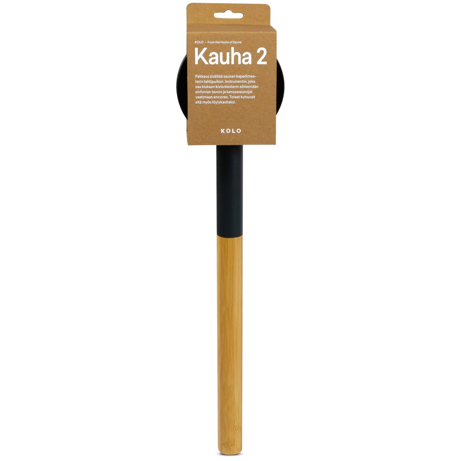 KOLO Kauha 2 Sauna Kelle 300 ml - Schwarzes Aluminium mit Bambusgriff 43 cm - Premium Saunakelle - Langlebig & ergonomisch - Für Aufgüsse und authentische finnische Saunakultur - Made in Finland