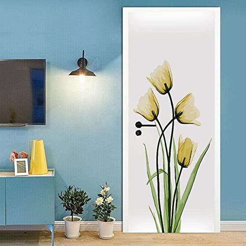 3D Porta Poster Autoadesivo Carta Da Parati Murale Porta Arte Wall Sticker Fotobellissimi Fiori Bianchi 95 X 215 Cm Decorazione Porta Smontabile In Pvc Per Soggiorno Camera Da Letto Bagno Cucina Uffi