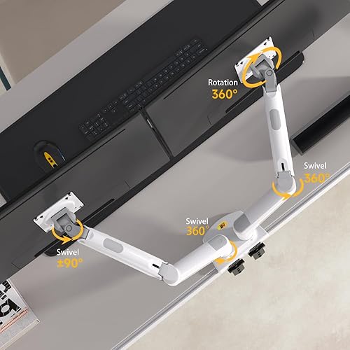 Miniatura 2 de NB North Bayou Soporte de escritorio para monitor doble, brazo giratorio de movimiento completo para dos pantallas de 17 a 27 pulgadas con capacidad
