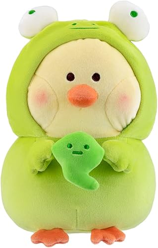 MINISO BIBI - Peluche de 9 pulgadas de la serie de pollo, suave kawaii, almohada para dormir, juguete de peluche de viaje para niños y niñas (rana