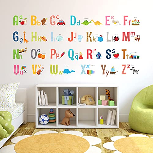 DECOWALL-DA-1701-Alphabet-ABC-with-Pictures-Kids-Wall-Stickers-Wall-Decals-Peel-and-Stick-Removable-Wall-Stickers-for-Kids-Nursery-Bedroom-Living-Room-Large-dcor