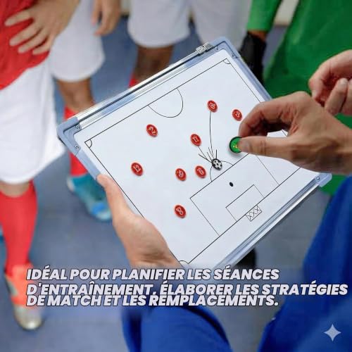 CREADY® Planche d'entraîneur de football 44 x 31 cm, dossier tactique pour l'entraînement, cadeaux pour entraîneurs, tableau de football magnétique, tableau d'entraîneur de football avec pièces – vue 5