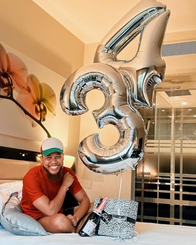 Image of Silver 3 Balloon, Number Balloons 40 Inch, 3rd Birthday Decorations, Men Women Silver Party Supplies for Party Decorations, Number 3 Balloon