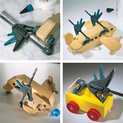 wolfcraft Mini-Einhandzwingen - 3455100 - Zwingen Set zum Fixieren von kleinen Werkstücken - 2 Stück - Anwendung mit nur einer Hand - für Hobby und Bastelprojekte - 30 kg Spannkraft